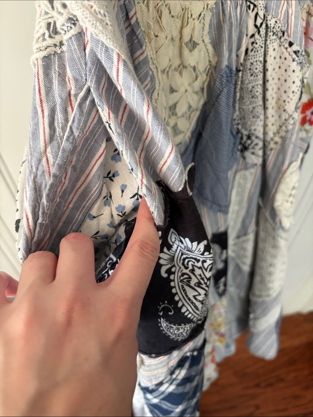 Pilcro Blue and White Patchwork Midi Dress - Picture 13 of 13